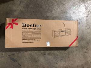 lot 47 image: Bestier 70.8 in. Black TV Stand Fits TVs up to 75 in. LED Entertainment Center Firplace NOT included Customer Returns See Pictures