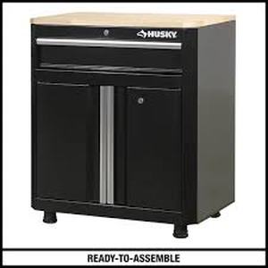 lot 17 image: Husky 28 in. 1-Drawer 2-Door Base Cabinet  Customer Returns See Pictures