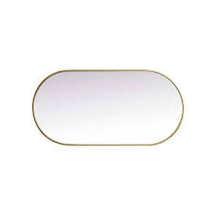 lot 19 image: Timeless Home 24 in. W x 48 in. H x Modern Metal Framed Oval Brass Mirror    Customer Returns See Pictures