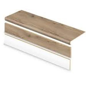 lot 12 image: 5 Boxes of Cap A Tread Dusk Cherry 47 in. L x 12.15 in. W x 2.28 in. T Vinyl Stair Tread and Reversible Riser Kit  Customer Returns See Pictures