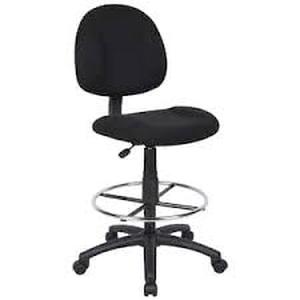 lot 22 image: 18.5 in. Width Standard Black Plastic Drafting Chair with Adjustable Height   Customer Returns See Pictures