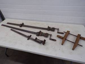 3 Vintage Bar Clamps and Wood Clamp