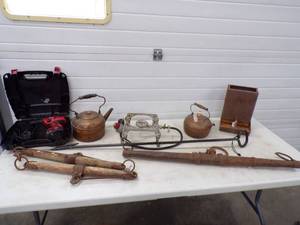 Vintage Horse Hardware, Steel Hook, Tea Pots, Burner and more