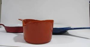 lot 11 image: 3 Pieces of Quality Enameled Cast Iron Cookware - Dansk Copco etc