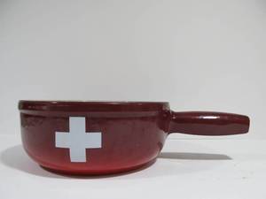lot 12 image: Excellent Cast Iron Enamel Swiss Pan - Red