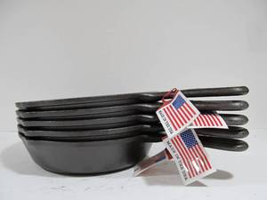 lot 24 image: Lot of 5 Brand New LODGE Cast Iron Skillet - 8 