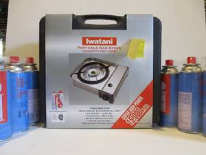 lot 102 image: Brand New IWATANI Super-High Power Portable Gas Stove w8 Brand New Fuel Canisters