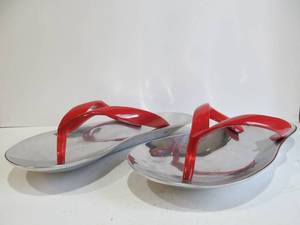 lot 111 image: Large Pair of Cast Aluminum Flip-Flop Sandal Wall Hangings