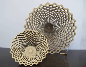lot 46 image: (2) Very Cool Baltic By Design Optical Art Wood Baskets
