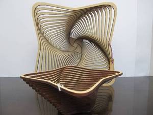 lot 47 image: (2) Very Cool Baltic By Design Optical Art Wood Baskets