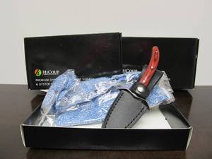 lot 58 image: 3 Brand New HiCoup Premium Oyster Shucking Knife Sets