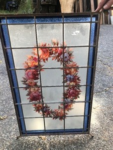 lot 153 image: Beautiful Vintage Iron Frame Hand Painted Window