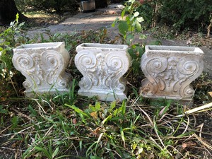 lot 157 image: Ornate Heavy Concrete Bench Bases