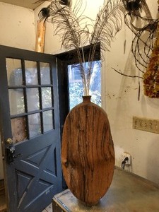 lot 205 image: Huge Artisan Made Turned Burl Wood Vase