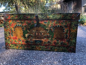 lot 240 image: Highly Decorated Old Tibetan ChestTrunk