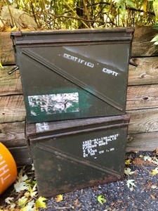 lot 232 image: 2 Large Steel Military Ammo Crates