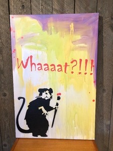 lot 253 image: Banksy Style Mouse Print on Canvas 