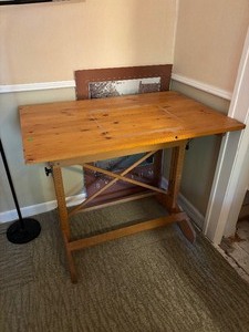 lot 86 image: Tilt-Top Pine Drafting Style Table