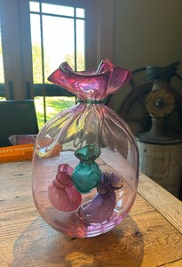 lot 65 image: Large Original Hand-blown Art Glass Sculpture - Bagged Bags by John Littleton & Kate Vogel