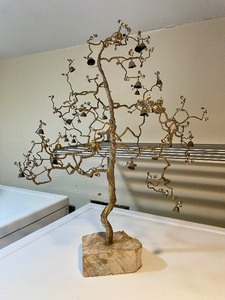 lot 126 image: Larger Size Vintage Twisted Wire Tree Sculpture wBells 