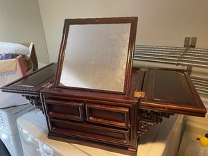 lot 131 image: Ornate Old Vintage Oriental Rosewood Jewelry Chest