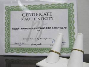 lot 351 image: Authentic Ancient Viking Mens Wedding Rings Circa 850-1050 AD