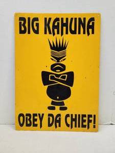 lot 322 image: BIG KAHUNA Yellow Metal Sign