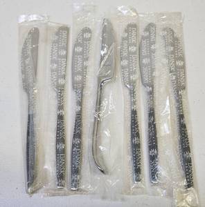 lot 335 image: Lot of 7 NOS Vintage DANSK Ribbed Handle etc Knives