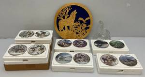 lot 101 image: Misc. Hamilton Collection Miniature 3 12 Wolf Dcor Plates