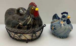 lot 109 image: Misc. Temp-tations Presentable Ovenware Rooster Bowls With Lids