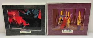 lot 202 image: Misc. FANTASIA Lobby Cards Framed Behind Glass In Aluminum Frame 14 14 x 17 12