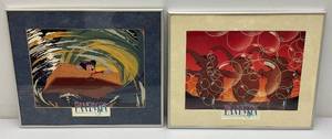 lot 203 image: Misc. FANTASIA Lobby Cards Framed Behind Glass In Aluminum Frame 14 14 x 17 12