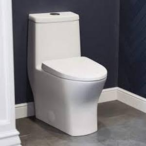 lot 10 image: Swiss Madison Sublime II 1-Piece 1.11.6 GPF Dual Flush Compact 24 in. Round Toilet in Glossy White Seat Included   Customer Returns See Pictures