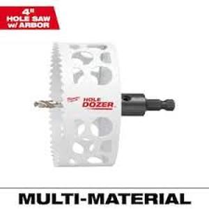 lot 32 image: Milwaukee 6 in. Hole Dozer Bi-Metal Hole Saw with 38 in. Arbor and Pilot Bit  Customer Returns See Pictures