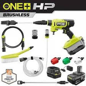 lot 39 image: RYOBI ONE HP 18-Volt Brushless EZClean 600 PSI 0.7 GPM Cordless Electric Power Cleaner w 4.0Ah Battery, Charger, Accessories Customer Returns See Pictures
