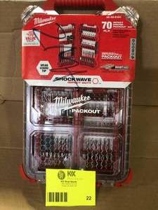 lot 22 image: Milwaukee SHOCKWAVE Impact Duty Alloy Steel Screw Driver Bit Set (70-Piece) Customer Returns See Pictures