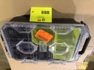 lot 29 image: RYOBI LINK Compact 6-Compartment Modular Small Parts Organizer Tool Box Customer Returns See Pictures
