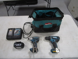 lot 46 image: Makita 18v Drill, Driver, Charger, Battery, Tool Bag