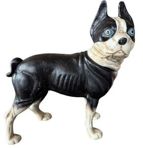 lot 10 image: Vintage Hubley Cast Iron Boston Terrier Dog Figurine Doorstop  Early 20th Century Collectible
