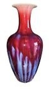 lot 16 image: STUNNING Vintage Chinese Porcelain Vase Ox-blood & Blue 23 x 6 & Signed
