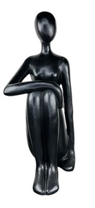lot 24 image: Modern Abstract Black Sculpture  Minimalist Sitting Figure Statue, 12 Tall