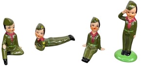 lot 26 image: Vintage Boy Scout Ceramic Figurines  Hand-Painted Collectible Set of 4