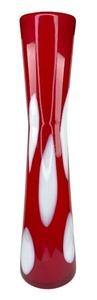 lot 29 image: Mid-Century Modern Murano Style Red and White Art Glass Vase