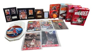 lot 39 image: Michael Jordan Collectible Lot - Wheaties Boxes, Plaques, Magazines & Memorabilia