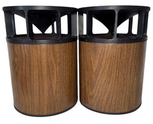 lot 47 image: Vintage Omnidirectional Wood Veneer Speakers, 14 x 9.5, Tested and Working