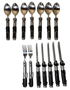 lot 54 image: Star Wars Lightsaber Handle Utensil Set - Spoons, Forks, and Knives - Collectors Item