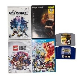 lot 64 image: Lot of 7 Video Games - Wii, Wii U, PlayStation 2, and Nintendo 64 - Family & Action Adventure