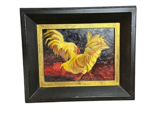 lot 86 image: Original Hand-Painted Oil Painting by Maxey - Rooster Scene - 24x21 with COA