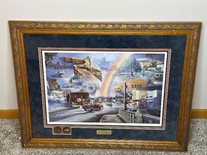 lot 89 image: Yesteryear North Mankato Centennial 1898-1998 Framed Art by Marian Anderson #148950