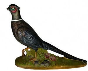 lot 92 image: Vintage Holland Mold Ceramic Pheasant Figurine Hand-Painted with Floral Base